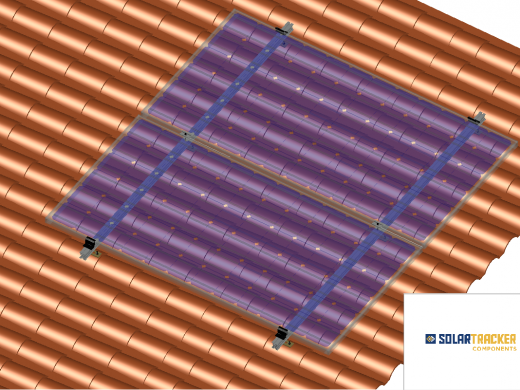 Estructura fija para dos mdulos, sobre cubierta de teja - 1