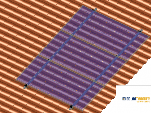 Estructura fija para tres mdulos, sobre cubierta de teja - 1